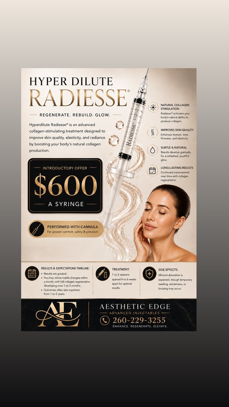 Hyper Dilute Radiesse promotional flyer advertising collagen stimulation treatment
